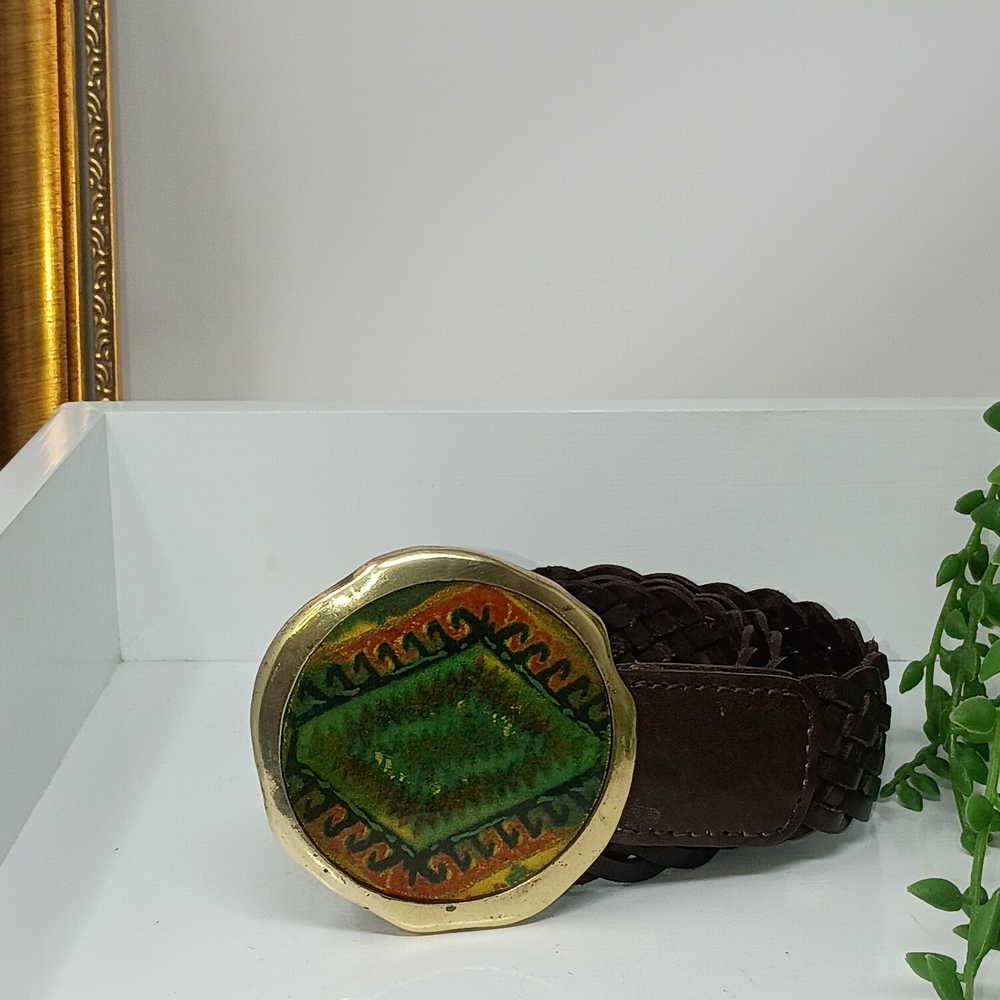 Chico's Multicolor Enamel Round Buckle Belt Accessory